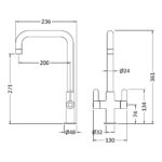 Nuie Kosi Brushed Brass Twin Control Mono Sink Mixer