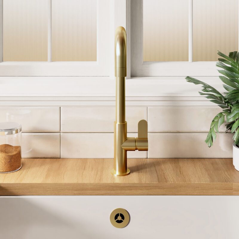 Nuie Kosi Brushed Brass Single Lever Mono Sink Mixer