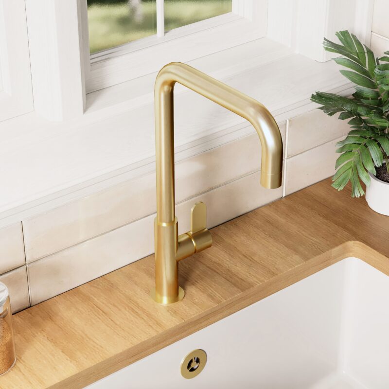 Nuie Kosi Brushed Brass Single Lever Mono Sink Mixer