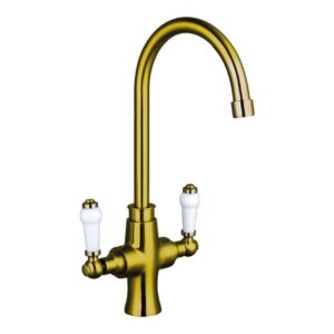 Nuie Sarani Brushed Gold Two Handle Sink Mixer Tap