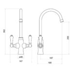 Nuie Sarani Brushed Gold Two Handle Sink Mixer Tap
