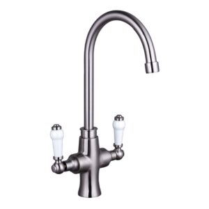Nuie Sarani Brushed Nickel Two Handle Sink Mixer Tap
