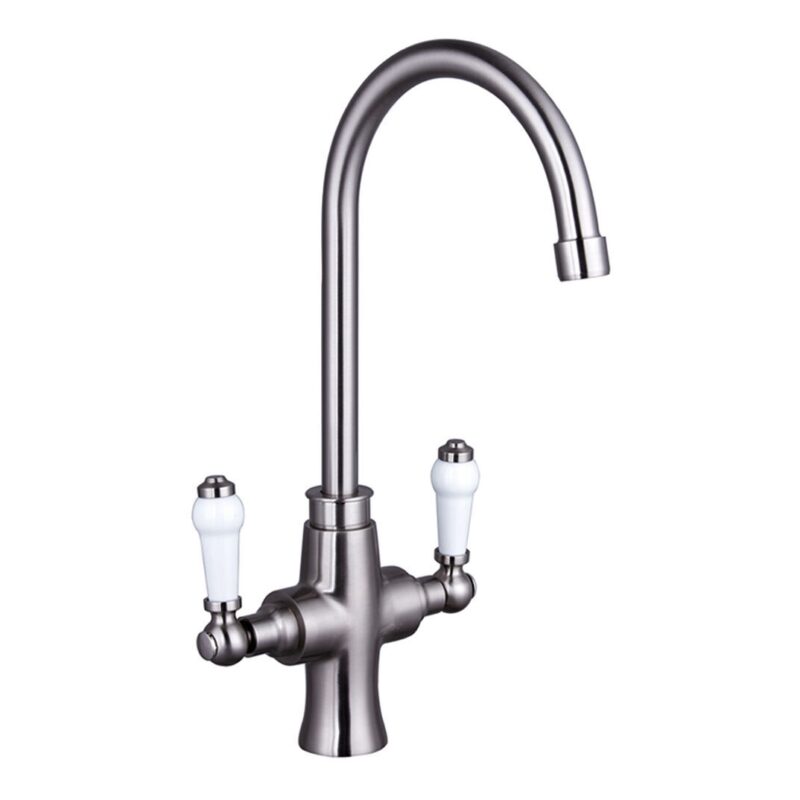Nuie Sarani Brushed Nickel Two Handle Sink Mixer Tap