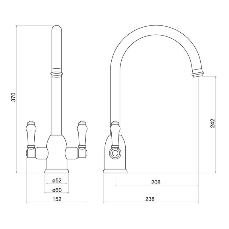 Nuie Sarani Chrome Two Handle Sink Mixer Tap