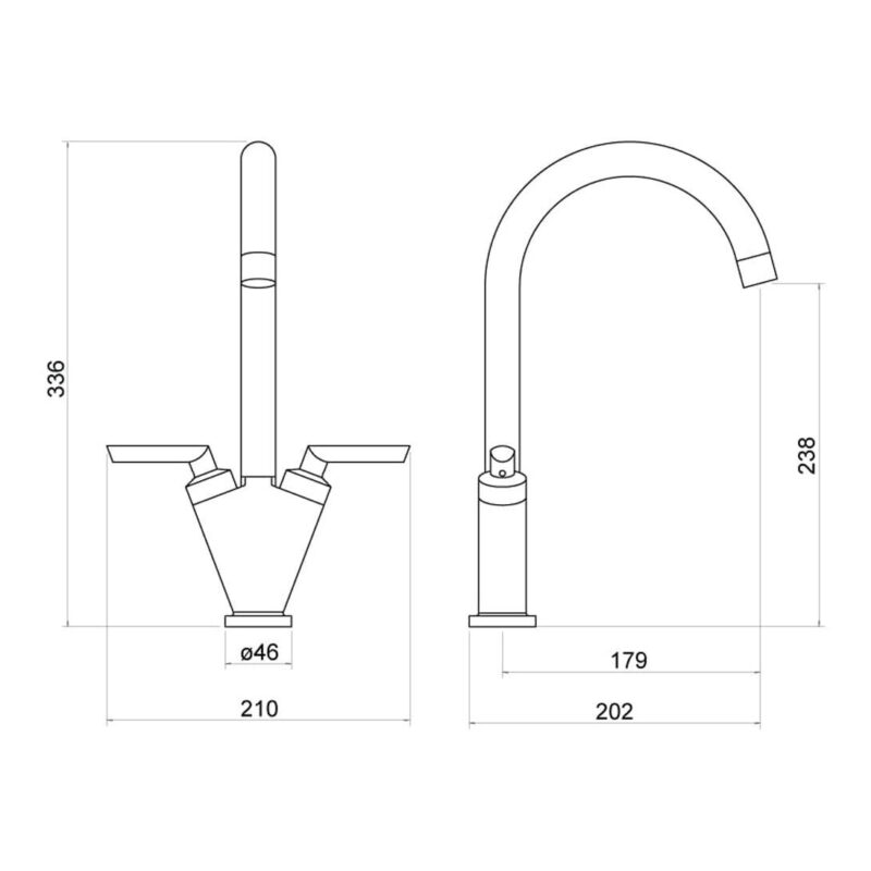 Nuie Sutna Chrome Two Handle Sink Mixer Tap