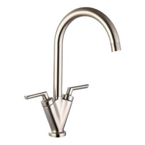 Nuie Sarani Brushed Nickel Two Handle Sink Mixer Tap