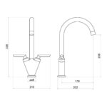 Nuie Sarani Brushed Nickel Two Handle Sink Mixer Tap