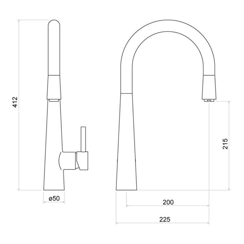 Nuie Ziro Black Pull Out Single Lever Sink Mixer