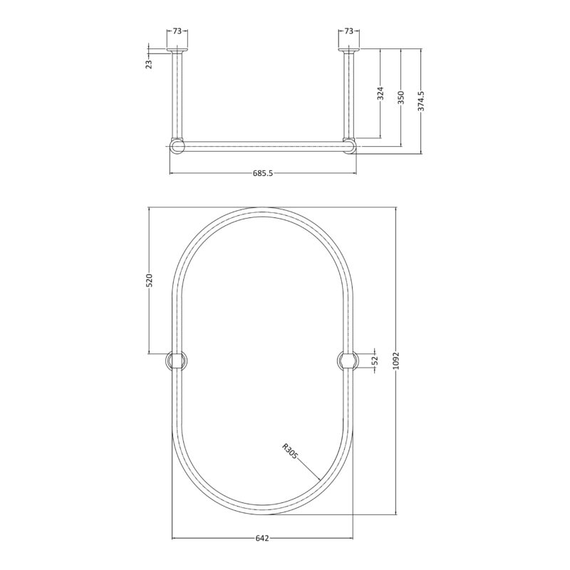 Nuie Chrome Oval Shower Ring