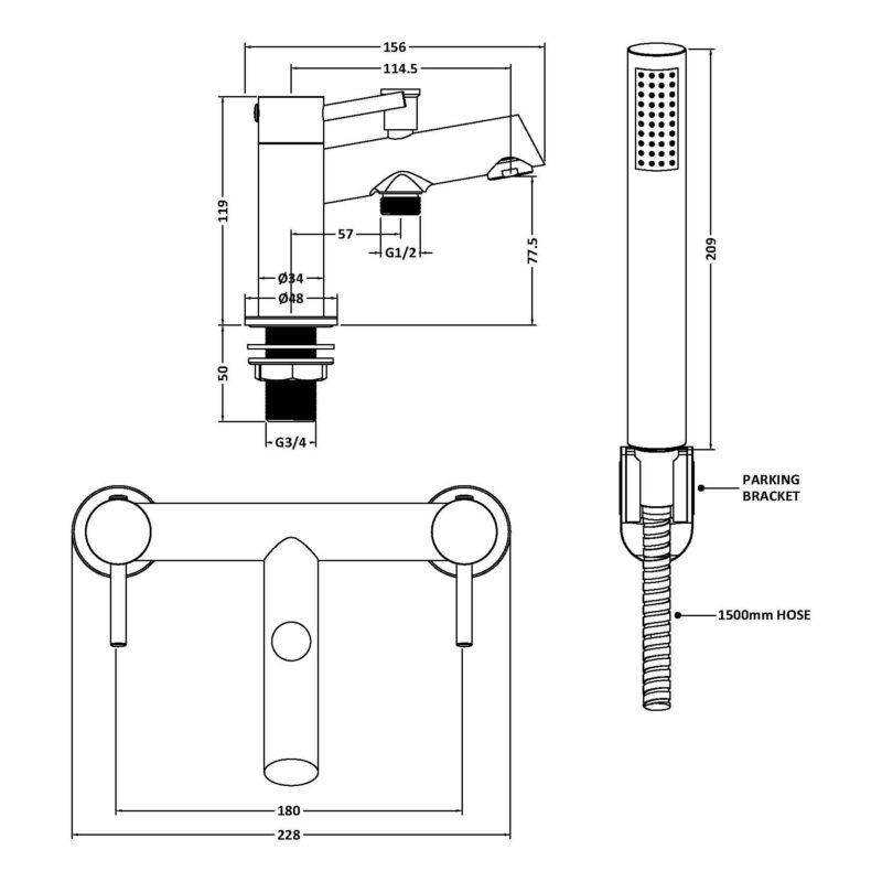 Nuie Navala Chrome Bath Shower Mixer