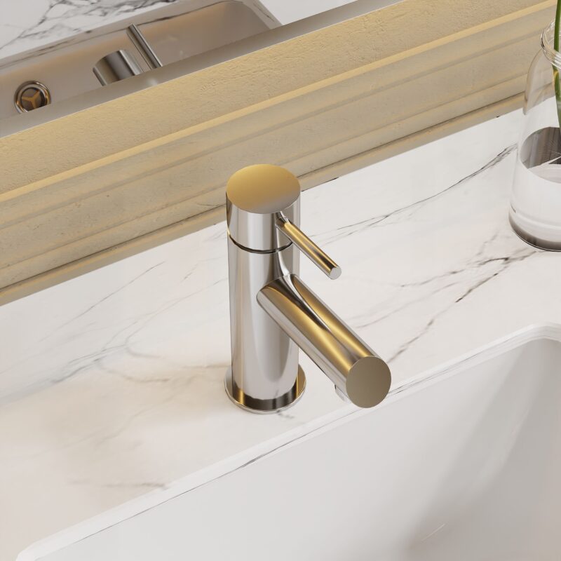 Nuie Navala Chrome Mono Basin Mixer with Push Button Waste
