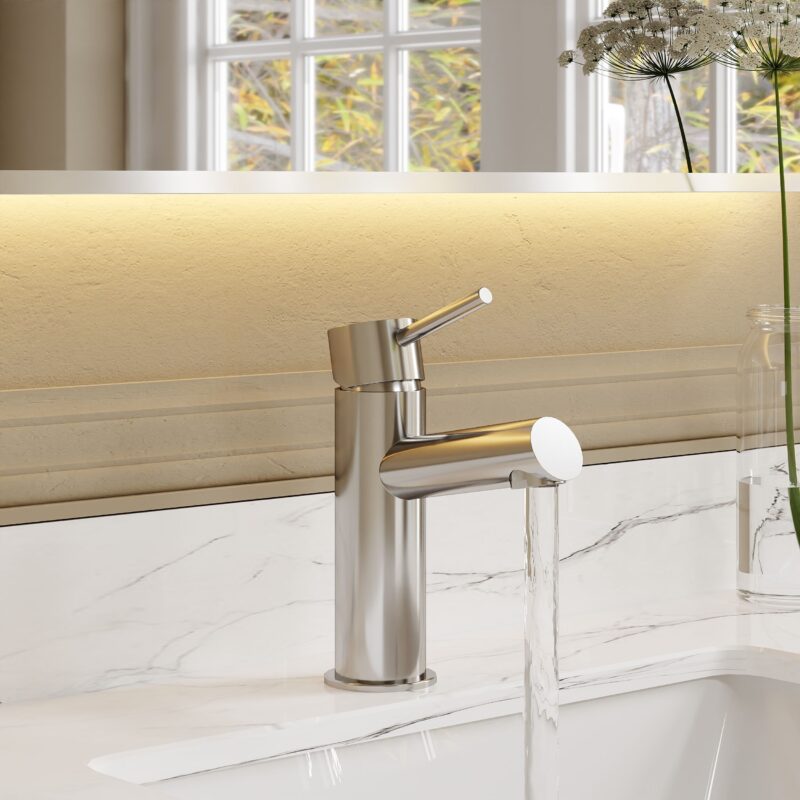 Nuie Navala Chrome Mono Basin Mixer with Push Button Waste