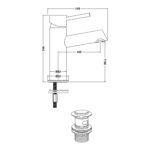 Nuie Navala Matt Black Mono Basin Mixer with Push Button Waste