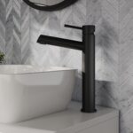 Nuie Navala Matt Black High Rise Mono Basin Mixer