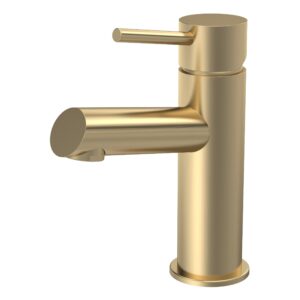 Nuie Navala Brushed Brass Mono Basin Mixer with Push Button Waste