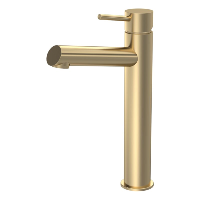 Nuie Navala Brushed Brass High Rise Mono Basin Mixer Nuie Navala Brushed Brass High Rise Mono Basin Mixer