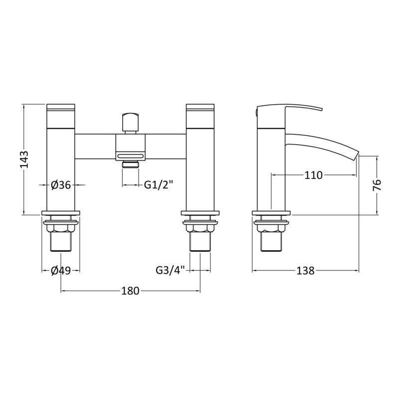 Nuie Vibe Bath Shower Mixer
