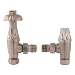 Nuie Traditional Satin Nickel Thermostatic Radiator Valve Pack