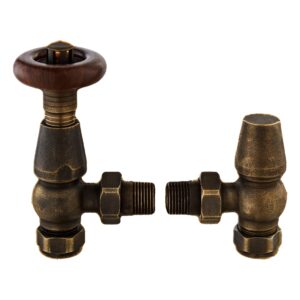 Nuie Camden Antique Brass Angled Thermostatic Radiator Valve