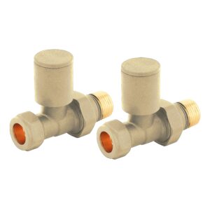 Nuie Brushed Brass Straight Radiator Valves