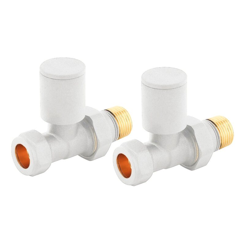 Nuie White Straight Radiator Valves Nuie White Straight Radiator Valves