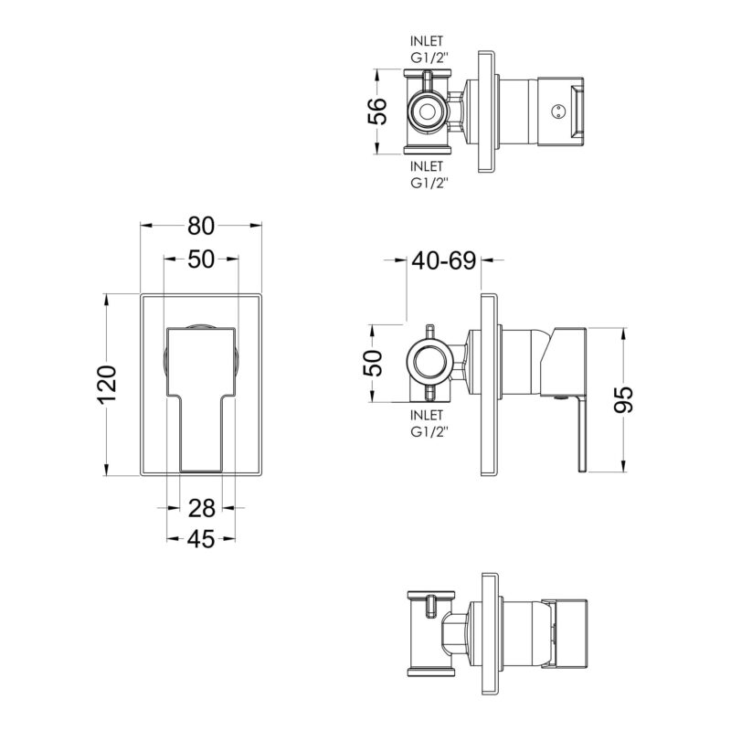 Nuie Sanford Chrome Manual Shower Valve