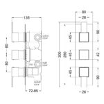 Nuie Sanford Chrome Triple Thermostatic Shower Valve with Diverter