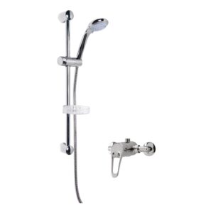 Nuie Chrome Single Outlet Exposed Manual Round Valve & Slide Rail Kit