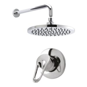 Nuie Chrome Round Concealed Manual Shower Set with Fixed Head & Arm