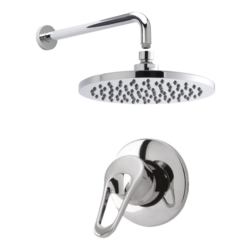 Nuie Chrome Round Concealed Manual Shower Set with Fixed Head & Arm Nuie Chrome Round Concealed Manual Shower Set with Fixed Head & Arm