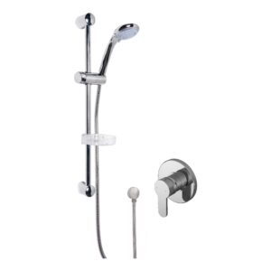 Nuie Arvan Chrome Concealed Manual Round Shower Set with Slide Rail Kit