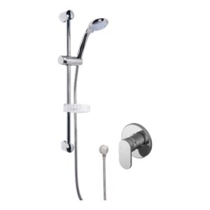 Nuie Binsey Chrome Round Concealed Shower Set with Slide Rail Kit