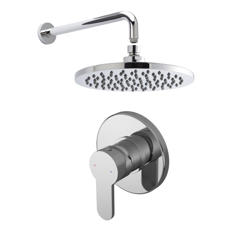 Nuie Arvan Chrome Round Concealed Manual Valve, Fixed Head & Arm Nuie Arvan Chrome Round Concealed Manual Valve, Fixed Head & Arm