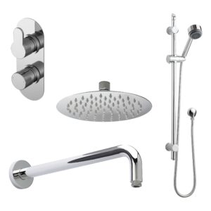 Nuie Arvan Chrome Twin Control Concealed Thermostatic Shower Set