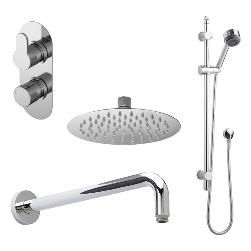 Nuie Arvan Chrome Twin Control Concealed Thermostatic Shower Set Nuie Arvan Chrome Twin Control Concealed Thermostatic Shower Set