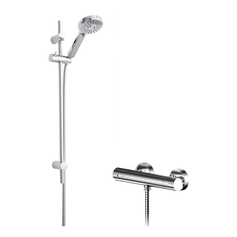 Nuie Binsey Chrome Round Bar Shower Valve & Water Saving Slide Rail Kit Nuie Binsey Chrome Round Bar Shower Valve & Water Saving Slide Rail Kit