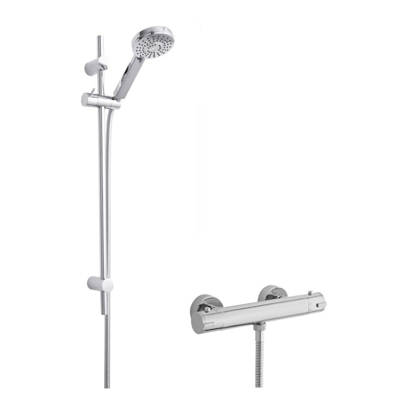 Nuie Chrome Contemporary Bar Valve & Water Saving Slide Rail Kit Nuie Chrome Contemporary Bar Valve & Water Saving Slide Rail Kit