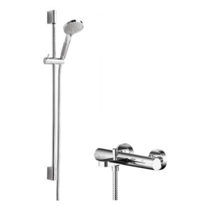 Nuie Binsey Chrome Thermostatic Bath Shower Mixer & Slimline Slider Rail Kit