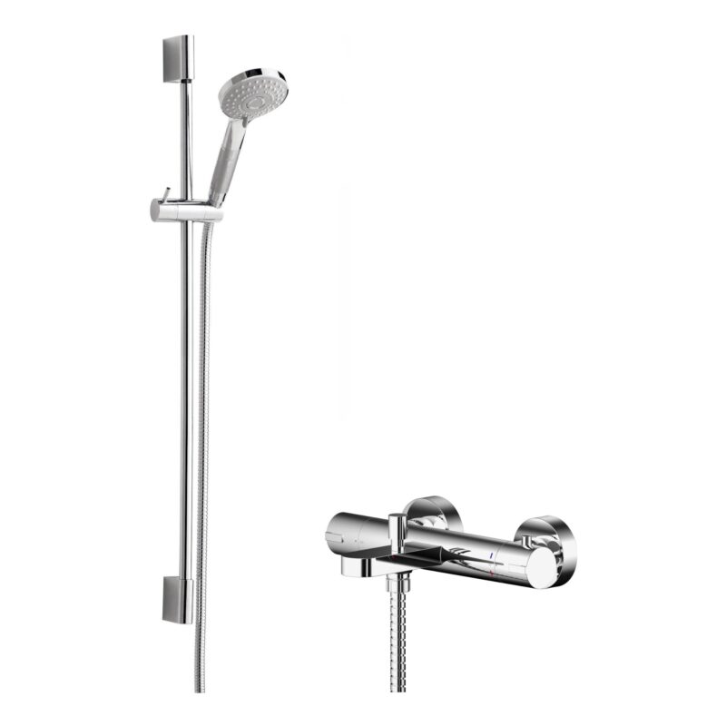 Nuie Binsey Chrome Thermostatic Bath Shower Mixer & Slimline Slider Rail Kit Nuie Binsey Chrome Thermostatic Bath Shower Mixer & Slimline Slider Rail Kit