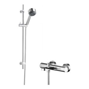 Nuie Binsey Chrome Thermostatic Bath Shower Mixer & Linear Slide Rail Kit