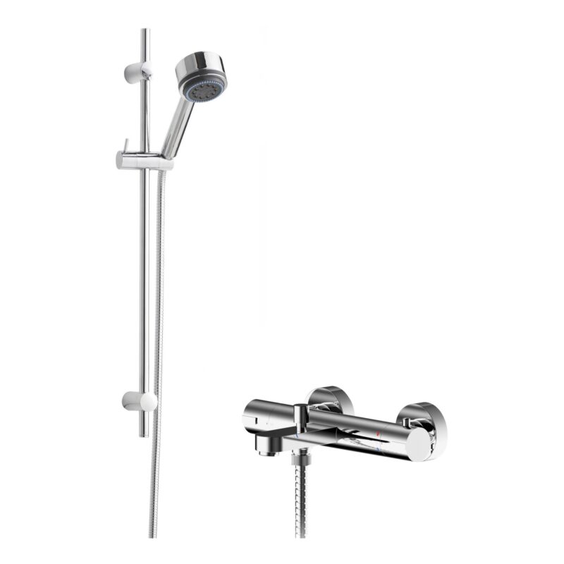 Nuie Arvan Thermostatic Bath Shower Mixer & Linear Slide Rail Kit Chrome Nuie Arvan Thermostatic Bath Shower Mixer & Linear Slide Rail Kit Chrome