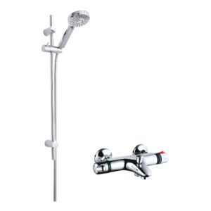 Nuie Chrome Round Thermostatic Bath Shower Mixer & Water Saving Shower Kit