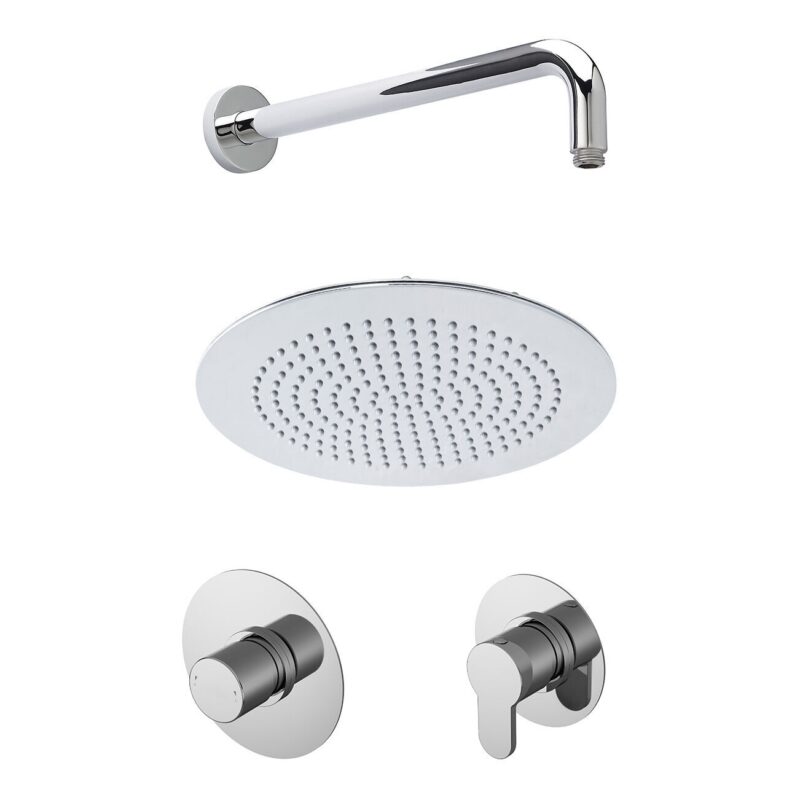 Nuie Arvan Chrome Thermostatic Concealed Shower with Fixed Head & Stop Tap Nuie Arvan Chrome Thermostatic Concealed Shower with Fixed Head & Stop Tap