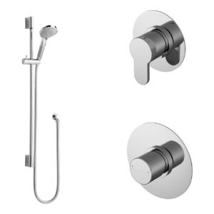 Nuie Arvan Chrome Thermostatic Concealed Shower with Slide Rail & Stop Tap