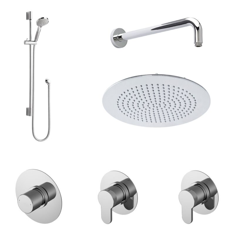 Nuie Arvan Chrome 2 Outlet Shower Pack with Stop Tap & Diverter Nuie Arvan Chrome 2 Outlet Shower Pack with Stop Tap & Diverter