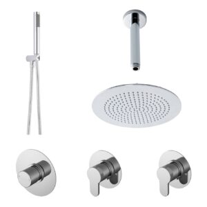 Nuie Arvan Chrome 2 Outlet Concealed Shower Set with Stop Taps