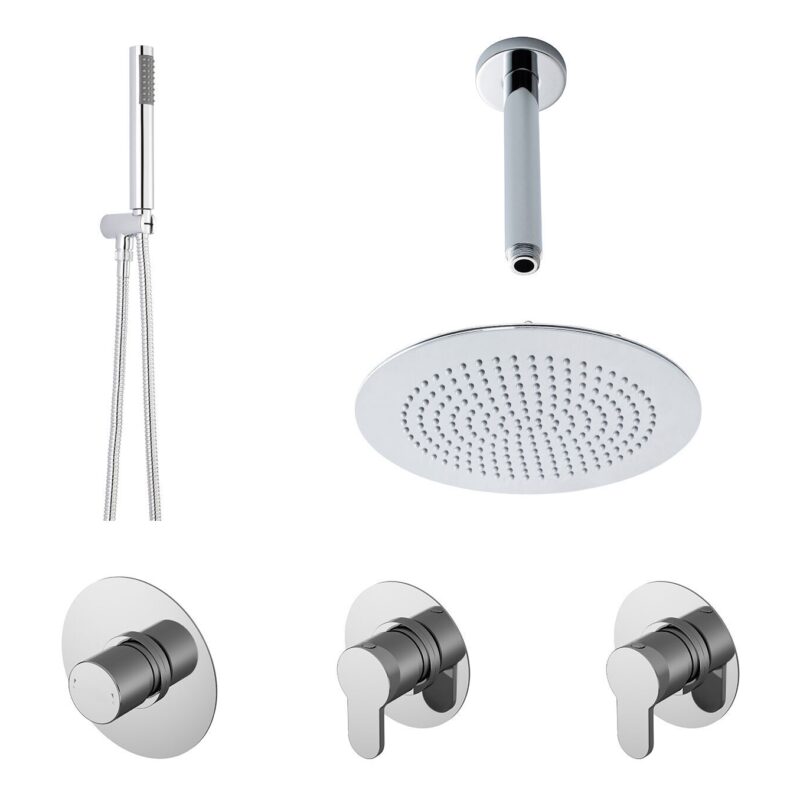 Nuie Arvan Chrome 2 Outlet Concealed Shower Set with Stop Taps Nuie Arvan Chrome 2 Outlet Concealed Shower Set with Stop Taps