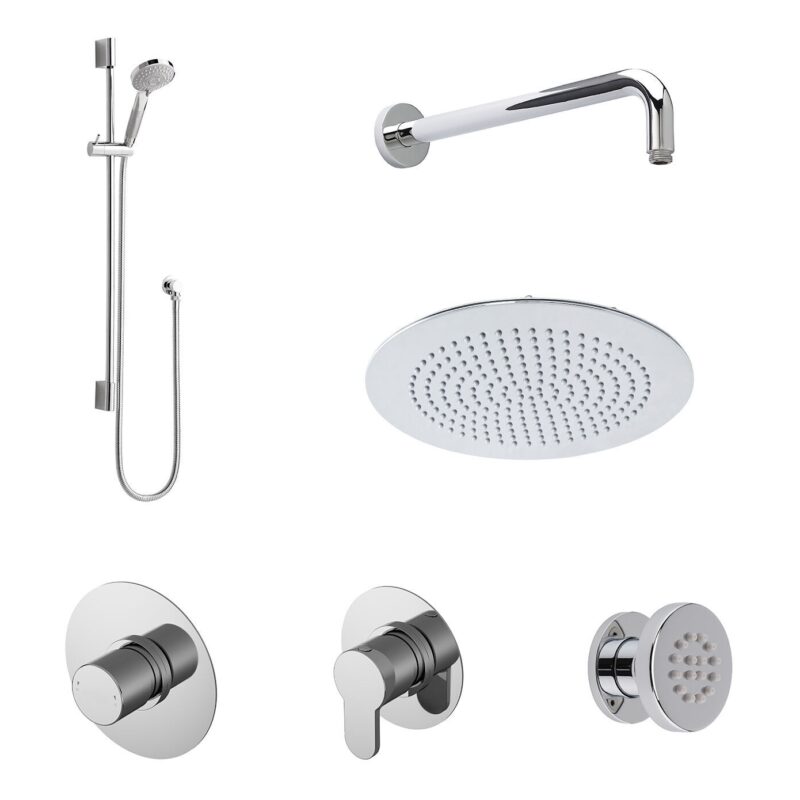 Nuie Arvan Chrome Concealed Shower Set with 3 Body Jets Nuie Arvan Chrome Concealed Shower Set with 3 Body Jets