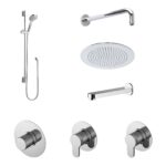 Nuie Arvan Chrome Thermostatic Shower with Shower Kit, Fixed Head & Bath Spout