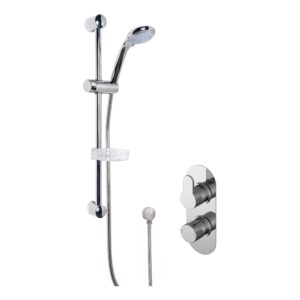 Nuie Arvan Chrome Concealed Thermostatic Twin Round Valve with Slide Rail